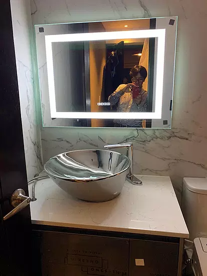 Espejo de baño bluetooth con luz LED 80x60cm antivaho + Dimmable +